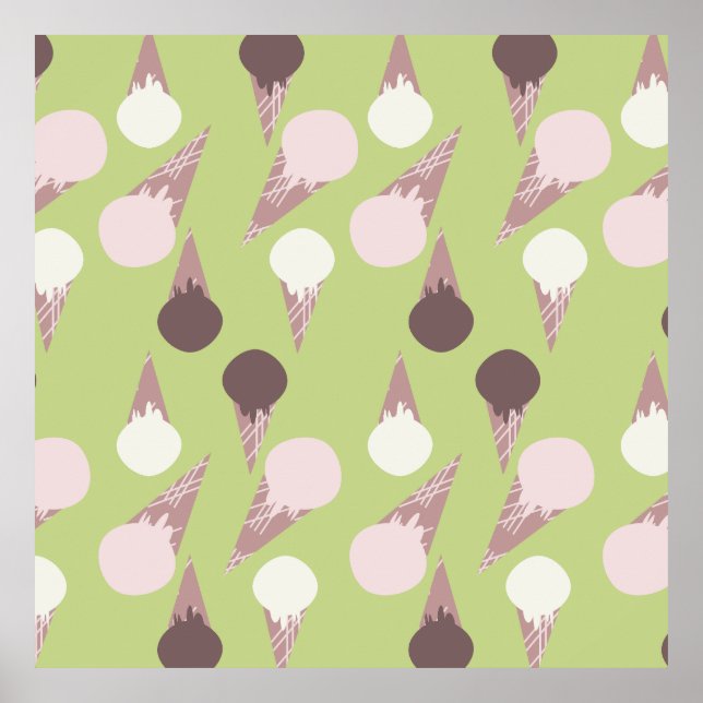 Póster Patrón verde del cono de helado (Frente)