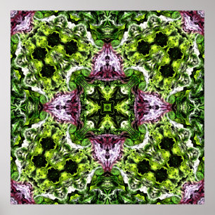 Póster Patrón verde y rosa con flujo orgánico