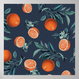 Póster Patrón VI de limón y hoja