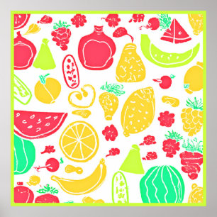 Póster Patrón vibrante de frutas coloridas