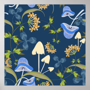 Póster Patrón vintage floral sin costura con flores, pulg