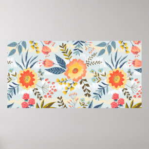 Póster Patrón vintage sin fisuras con las flores abstract