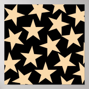 Póster Patrón Y2K de estrellas retro con fondo negro