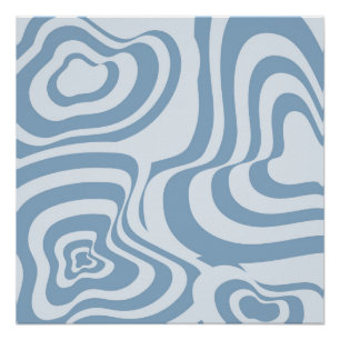 Póster Patrón Y2K de Groovy Swirl Groovy Blue Retro