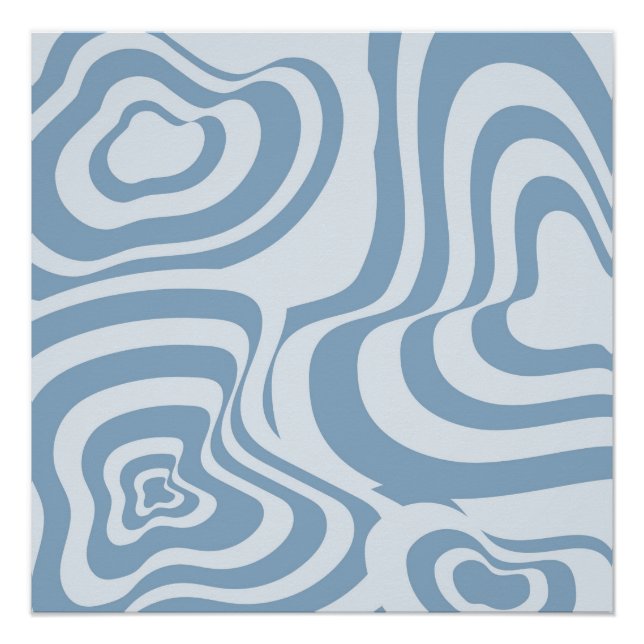 Póster Patrón Y2K de Groovy Swirl Groovy Blue Retro (Anverso)