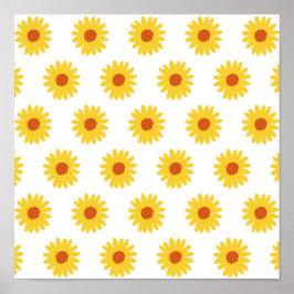 Póster Patrón Y2K retro de Bonito de girasol amarillo