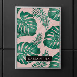 Póster Patrón y nombre de hojas de palma verde y rosa tro<br><div class="desc">El diseño de las hojas de palma rosadas y verdes tropicales es vibrante y animado, con elementos naturales y estéticos tropicales. El diseño de las hojas de palmera exuberantes en tonos rosa y verde crea un contraste llamativo y un aspecto llamativo.En general, el patrón de las hojas de palmeras rosadas...</div>