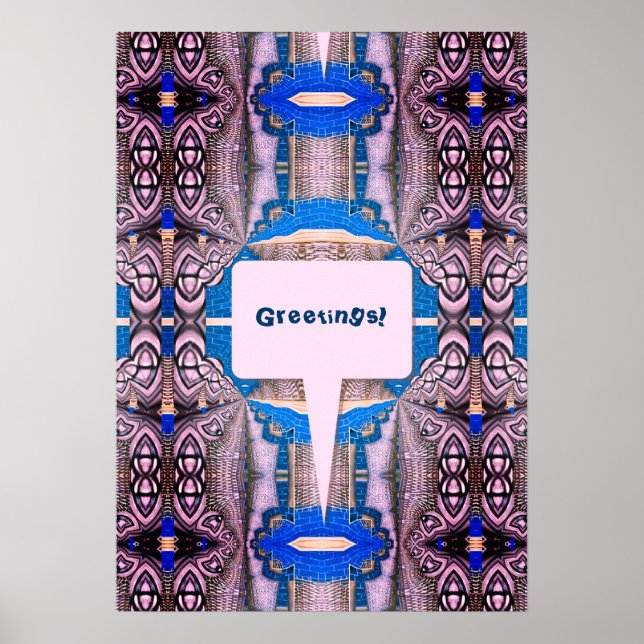 Póster Patrón y texto facial de diversión psicodélica (Frente)