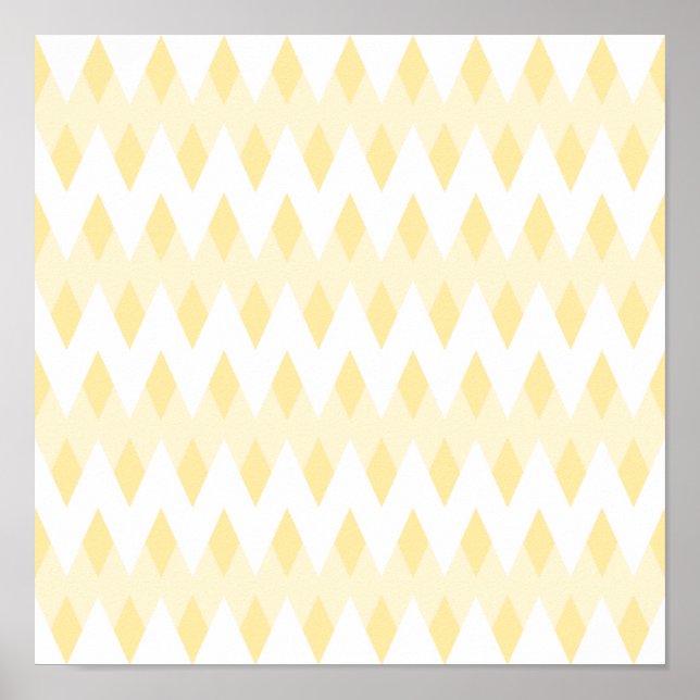 Póster Patrón Zigzag amarillo cremoso con formas de diama (Frente)