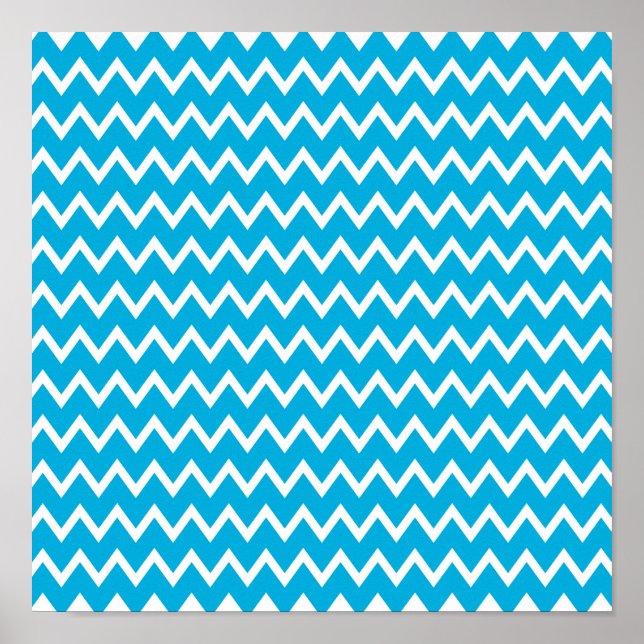 Póster Patrón Zigzag azul y blanco (Frente)