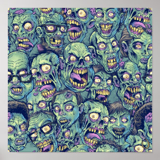 Póster Patrón Zombie Repetible