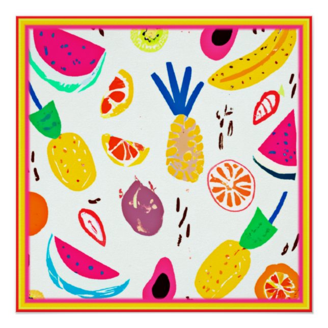 Póster Patrones básicos de frutas tropicales Art. (Anverso)
