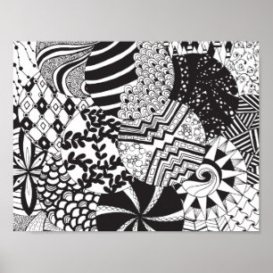 Póster Patrones de Círculo de Zendoodle divertido