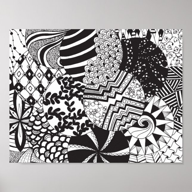 Póster Patrones de Círculo de Zendoodle divertido (Frente)