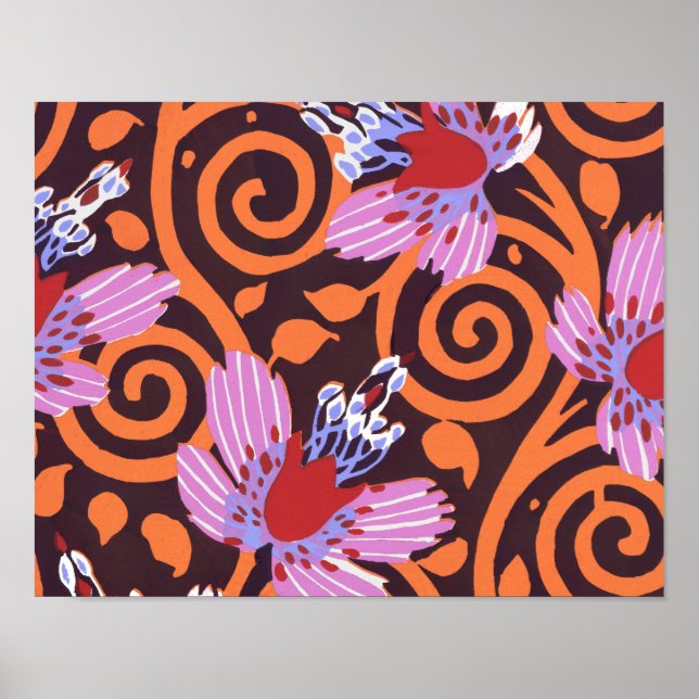 Póster Patrones de flores de cosecha B Pequeña (Frente)