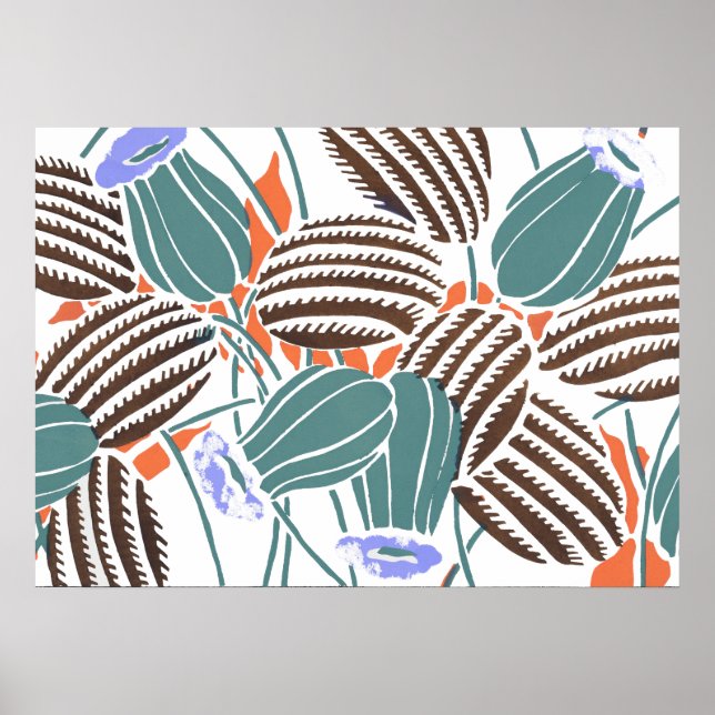 Póster Patrones de flores de época A (Frente)