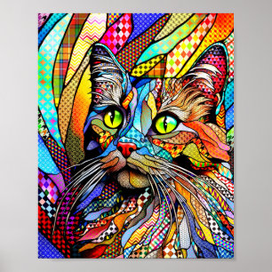 Póster Patrones de gato 711 multicolor