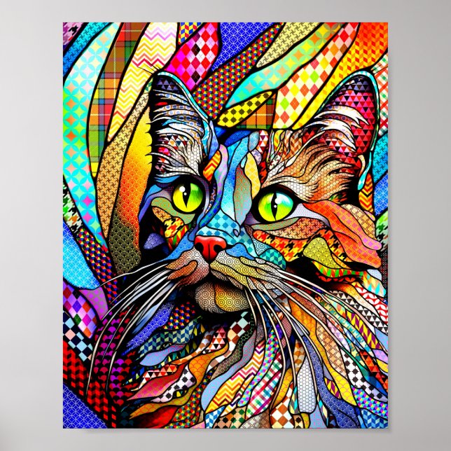 Póster Patrones de gato 711 multicolor (Frente)