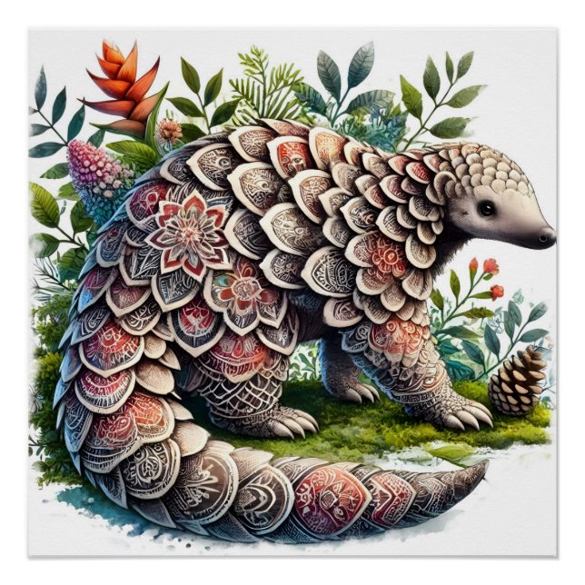 Póster Patrones de la naturaleza - Pangolin de la jungla (Anverso)