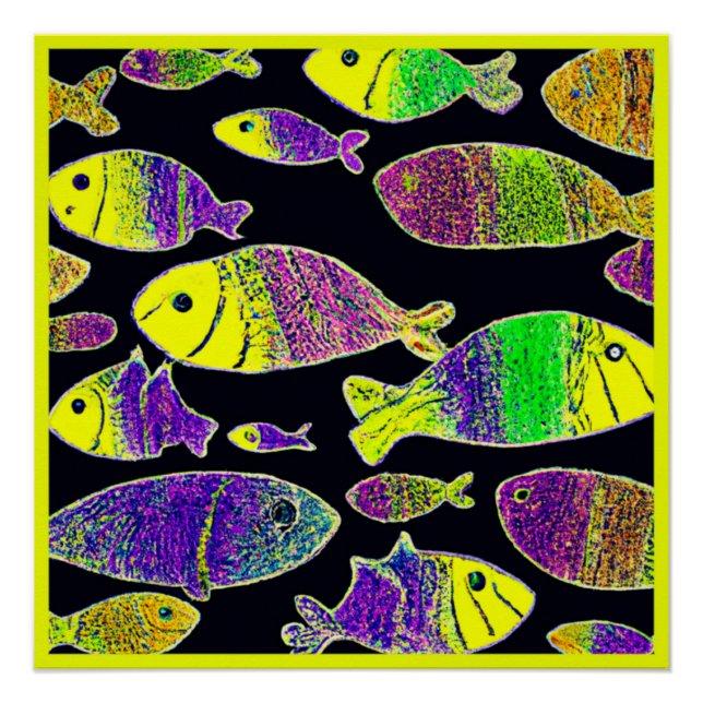 Póster Patrones de pescado únicos Art. Comprar ahora (Anverso)