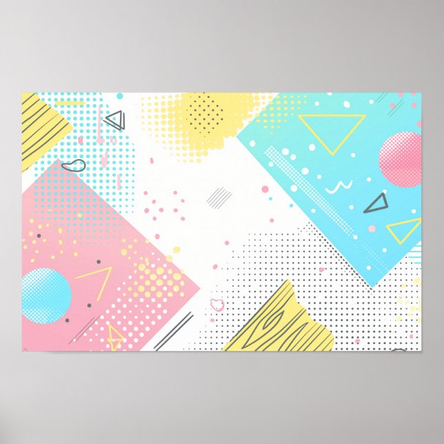 Póster Patrones de puntos y fondo de formas geométricas (Frente)