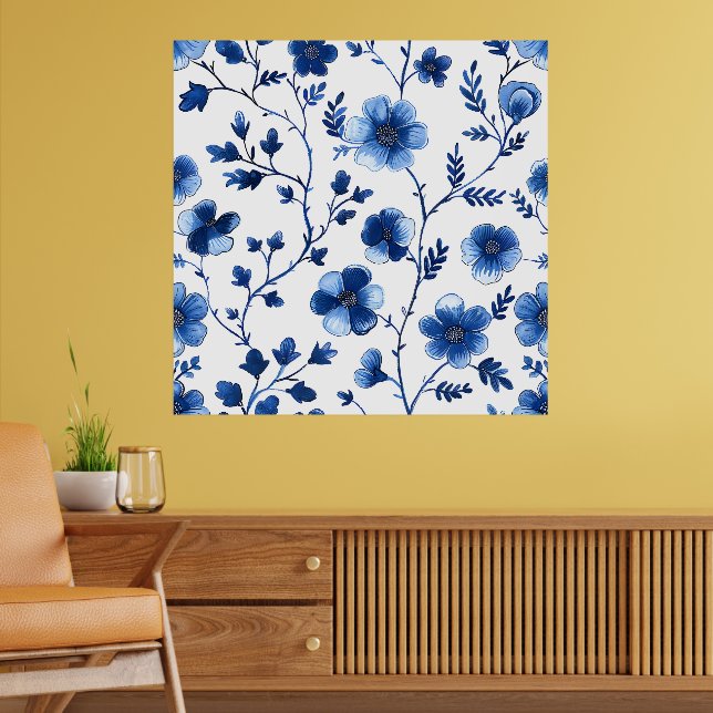 Póster Patrones florales azules del algodón francés Papan (Salón 2)