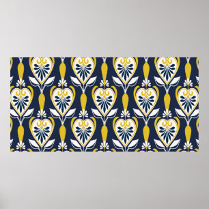 Póster Patrones florales sin foco en estilo escandinavo. 