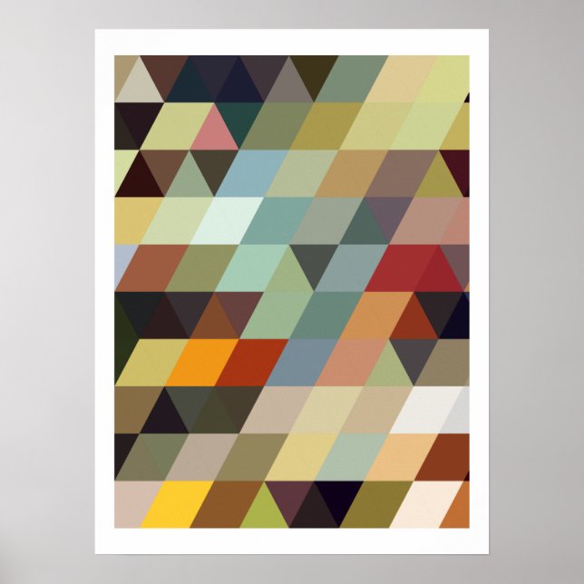 Póster Patrones geométricos | Triángulos multicolores (Frente)
