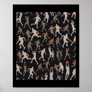 Póster Patrones negros de la tela de baloncesto
