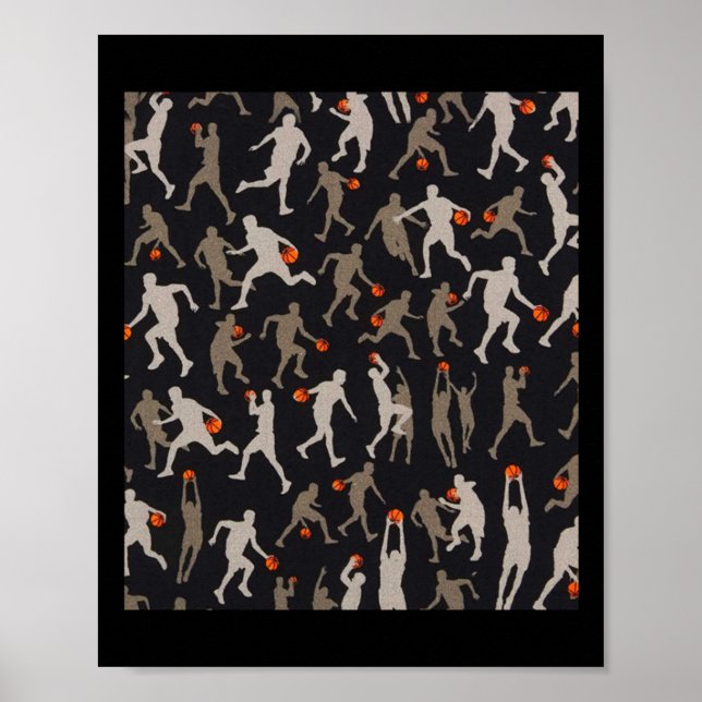 Póster Patrones negros de la tela de baloncesto (Frente)