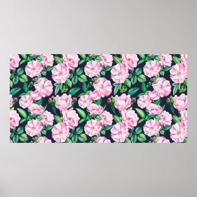 Póster Patrones sin inconvenientes de ramas de rosas, bro (Frente)