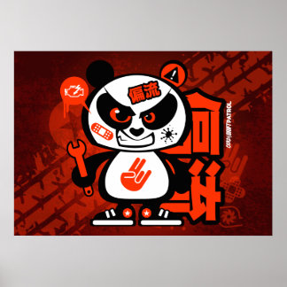 Póster Patrulla de deriva loca - Panda agresivo (rojo)