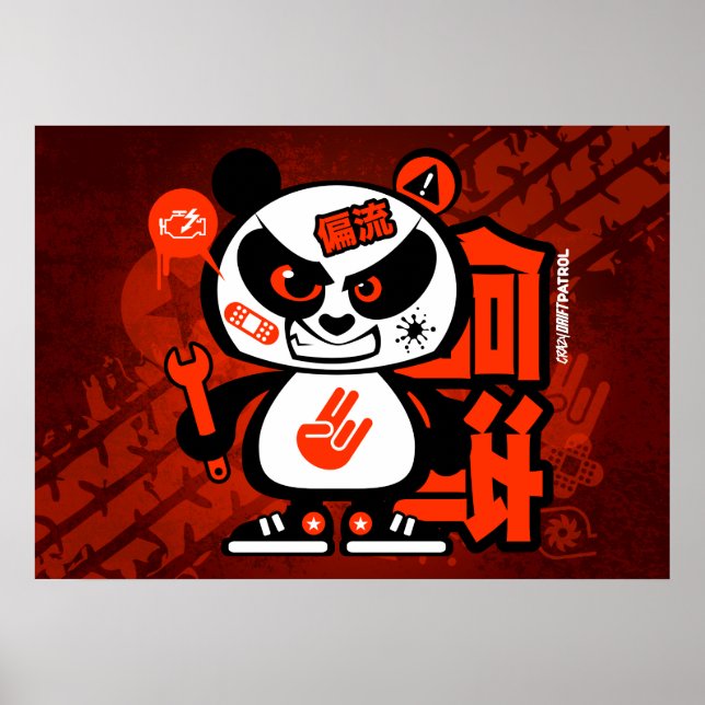 Póster Patrulla de deriva loca - Panda agresivo (rojo) (Frente)