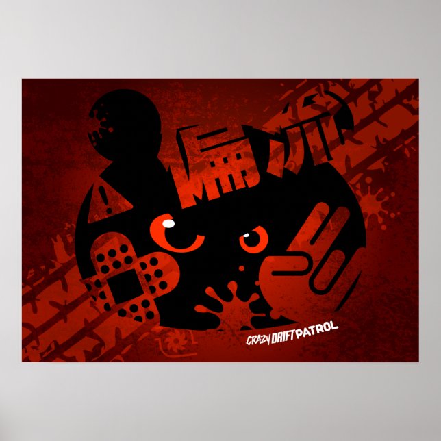 Póster Patrulla de deriva loca - Panda Silhouette agresiv (Frente)