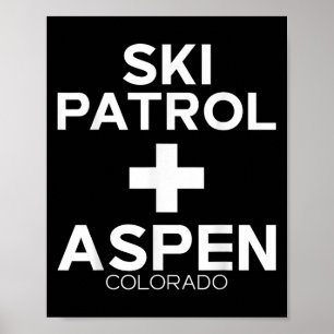 Póster Patrulla de esquí de época Aspen T Shirt Snowboard
