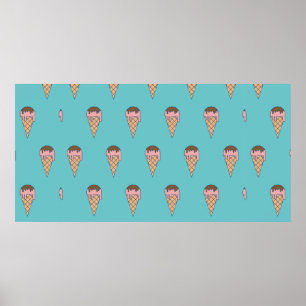 Póster Pattern Ice cream on Pastel colour background, vin