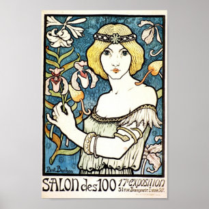 Póster Paul Berthon Salon Des Cent Vintage Art Nouveau