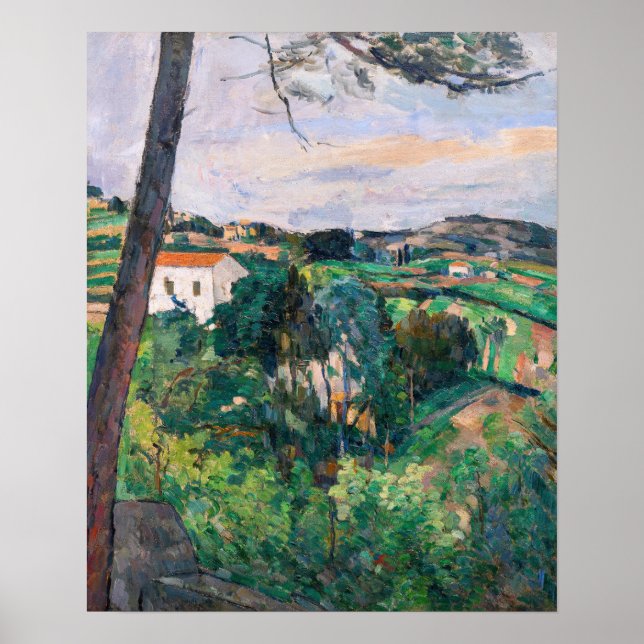 Póster Paul Cezanne - Árbol de pinos en Estaque (Frente)
