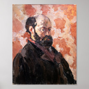 Póster Paul Cezanne - Autorretrato con fondo rosa