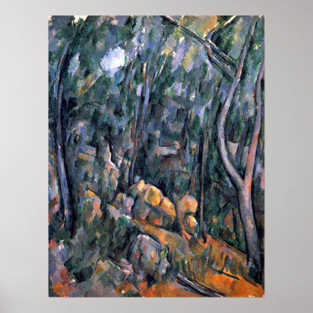 Póster Paul Cezanne - Bosque en las cuevas (Frente)