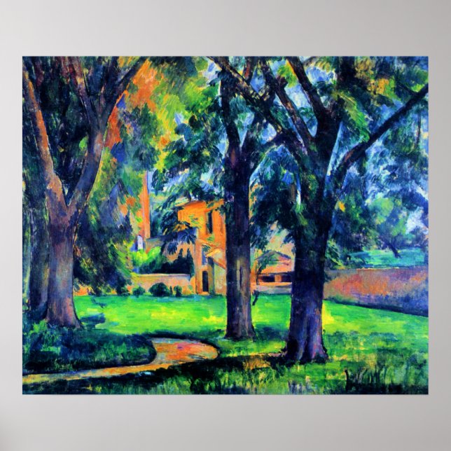 Póster Paul Cezanne - Chestnut Tree and Farm, (Frente)