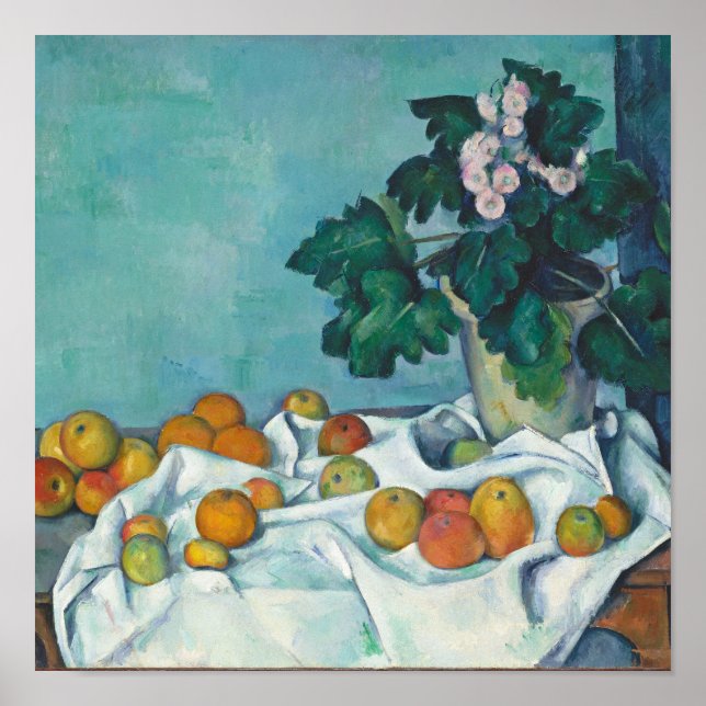 Póster Paul Cézanne con vida de manzanas y galas (Frente)