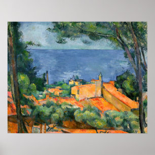Póster Paul Cezanne - L'Estaque con techos rojos