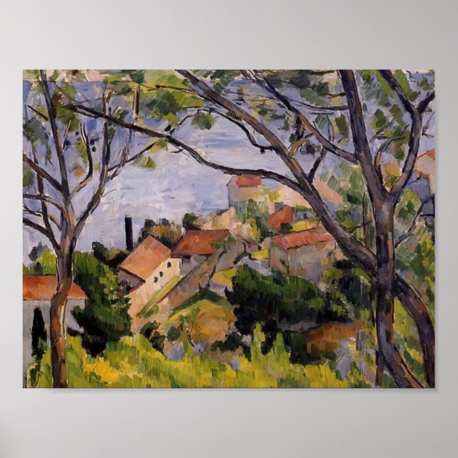 Póster Paul Cezanne- L'Estaque. Ver a través de los árbol (Frente)