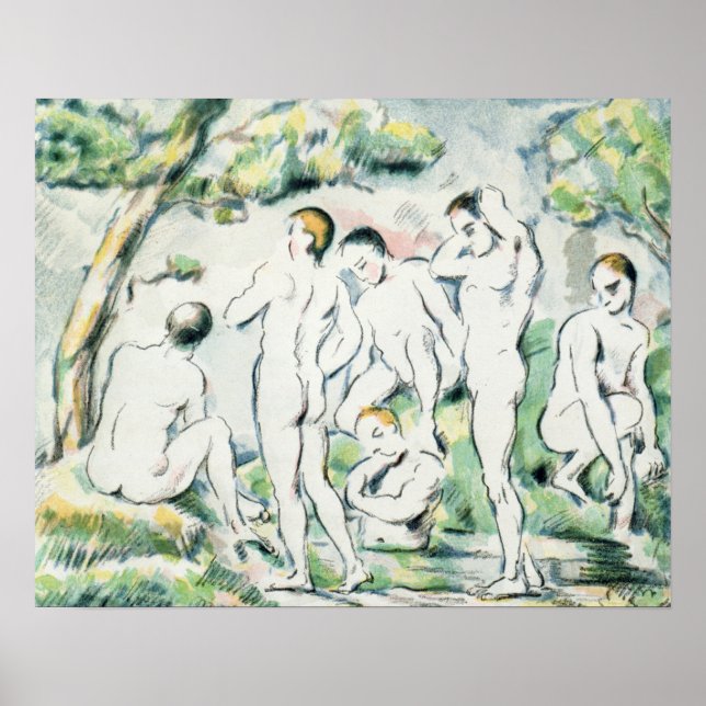 Póster Paul Cezanne | Los bañistas, plato pequeño (Frente)