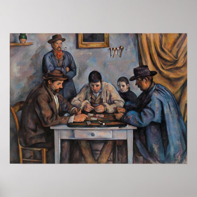Póster Paul Cezanne - Los jugadores de cartas (Frente)