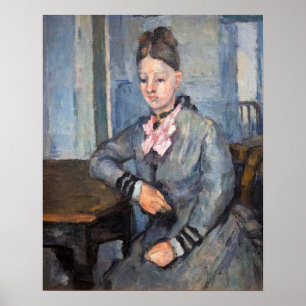 Póster Paul Cezanne - Madame Cezanne Apoyada en una Mesa