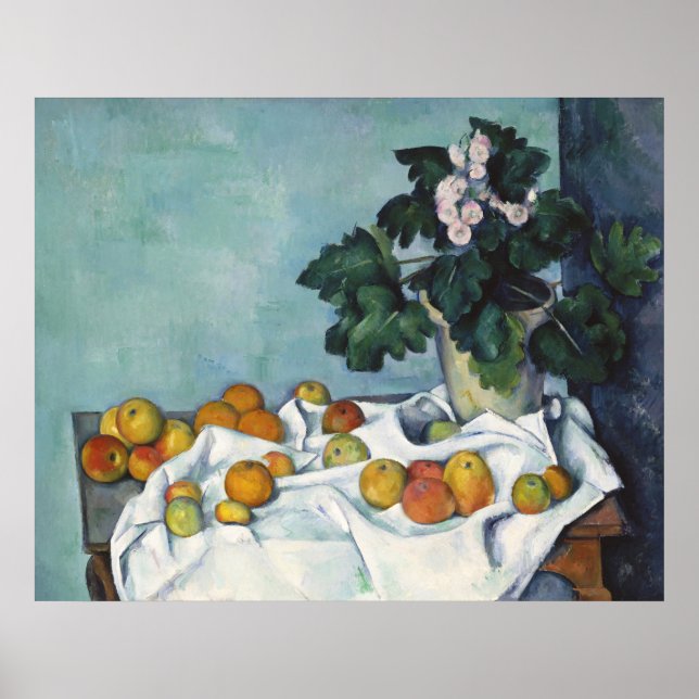 Póster Paul Cézanne manzanas y una olla de gallos (Frente)