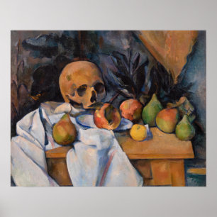 Póster Paul Cezanne - Naturaleza muerta con calavera