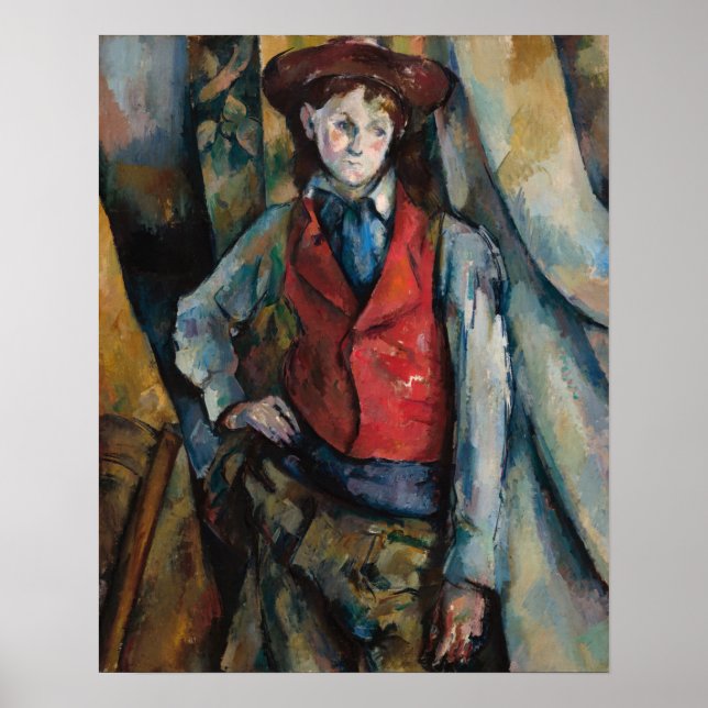 Póster Paul Cezanne - Niño en el chaleco rojo (Frente)